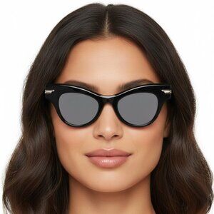 Bottega Veneta Womens Cat Eye Black Black Silver Fashion Designer Eyewear